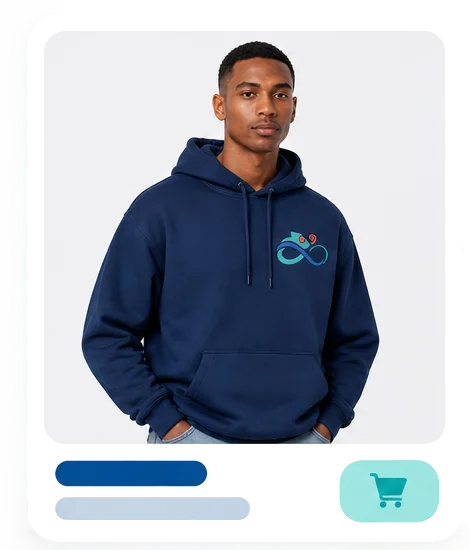 Sweat à capuche marine, au logo